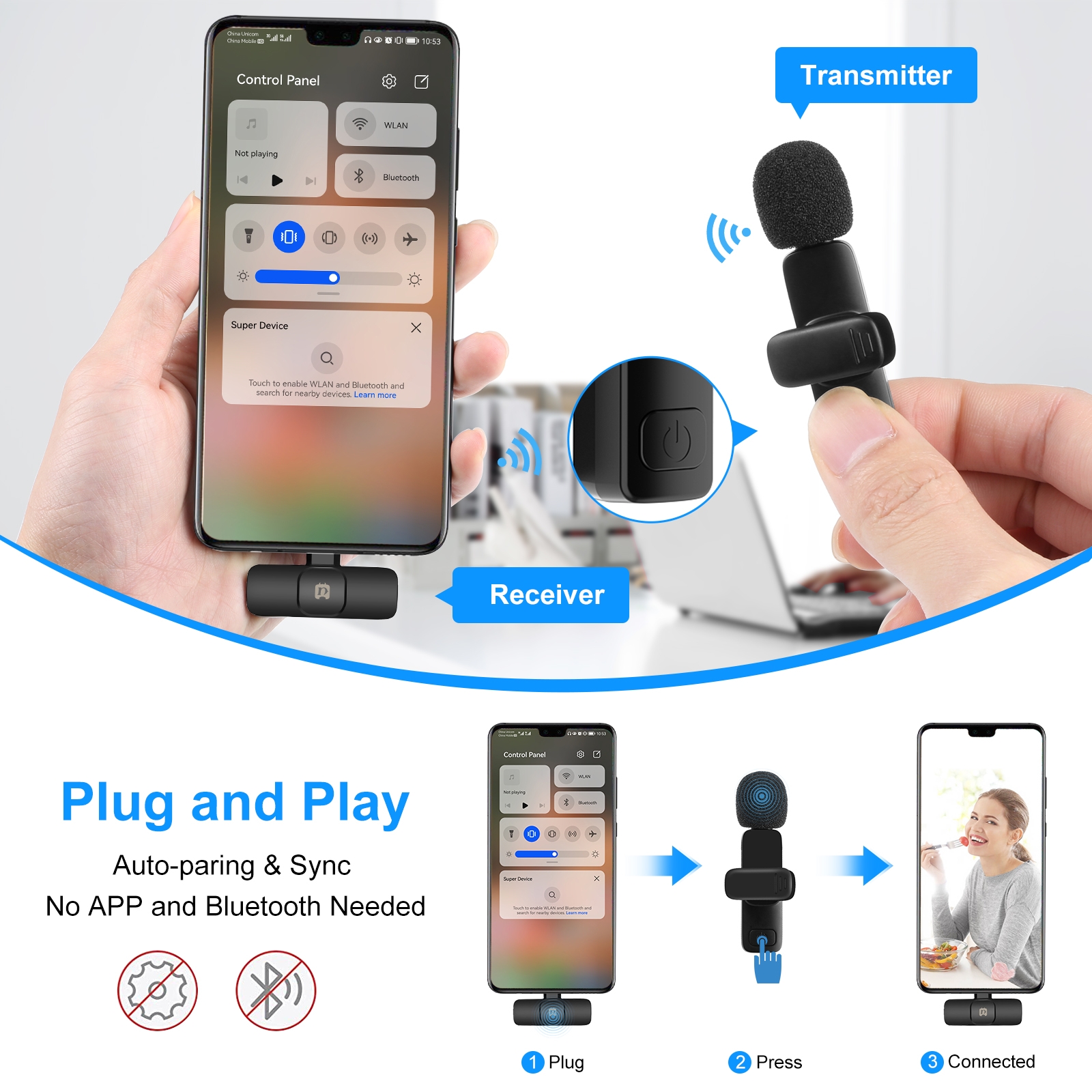 PULUZ PU3151B plug-and-play connection with USB-C smartphone