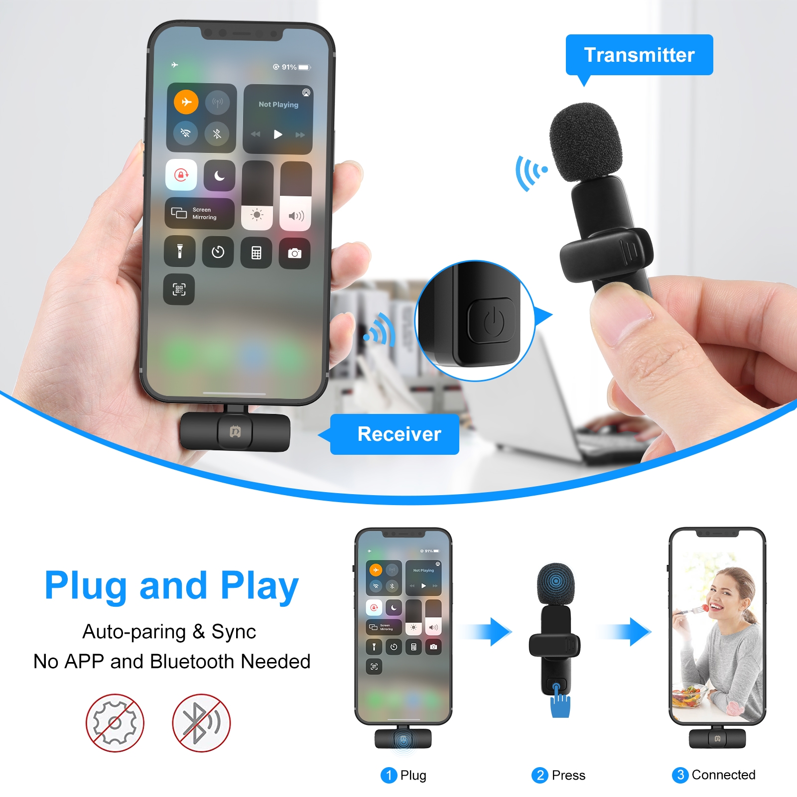 PULUZ PU3150B wireless microphone transmission range