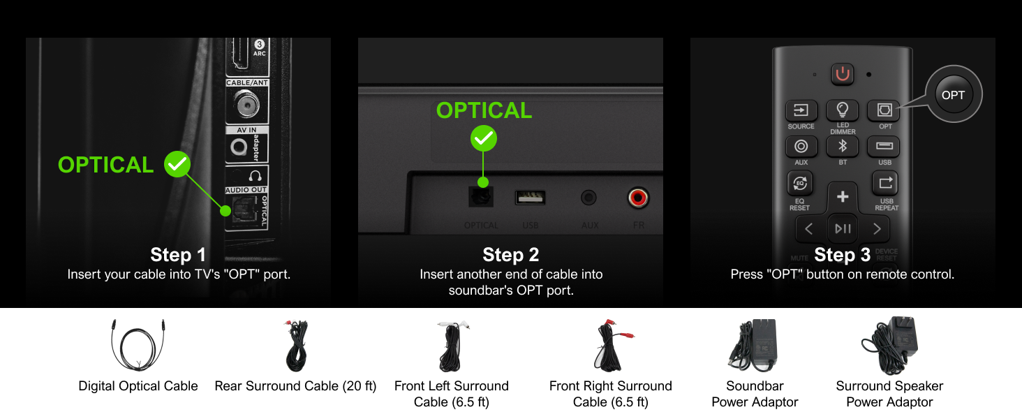 ULTIMEA Aura A40 optical connection instructions