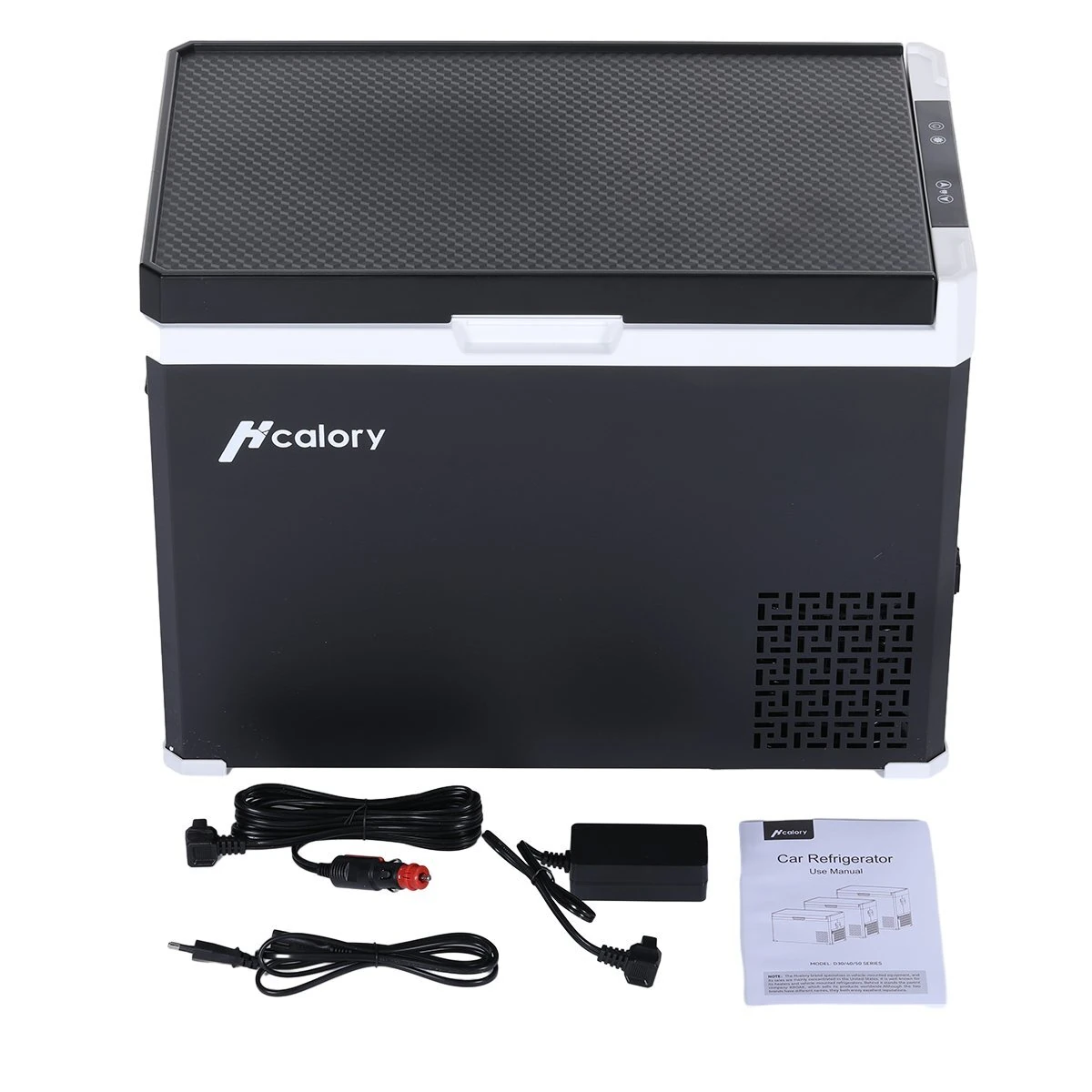 Hcalory refrigerator with supplied power accessories