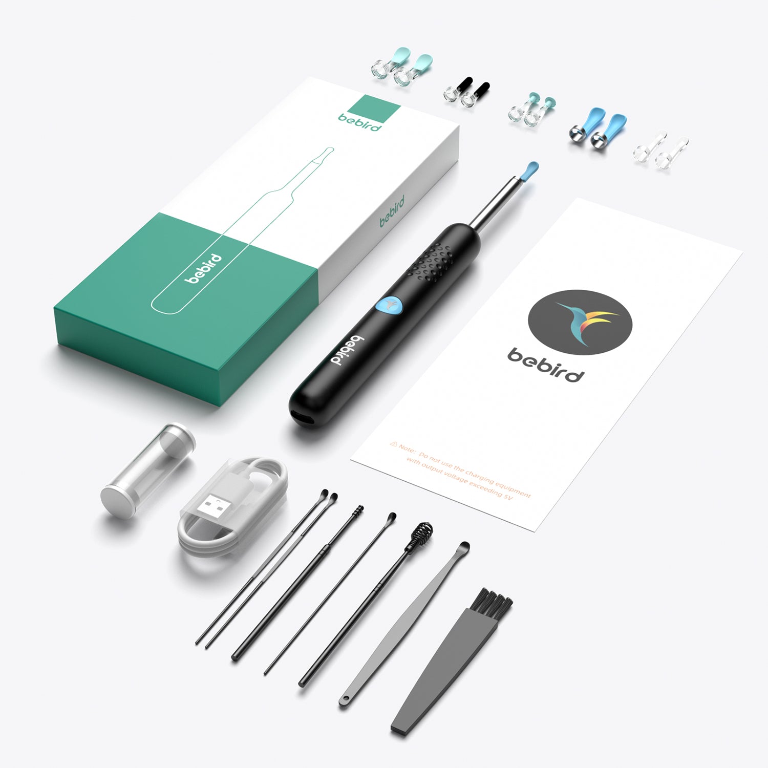 Bebird EarSight R1 ear cleaning kit and included accessories