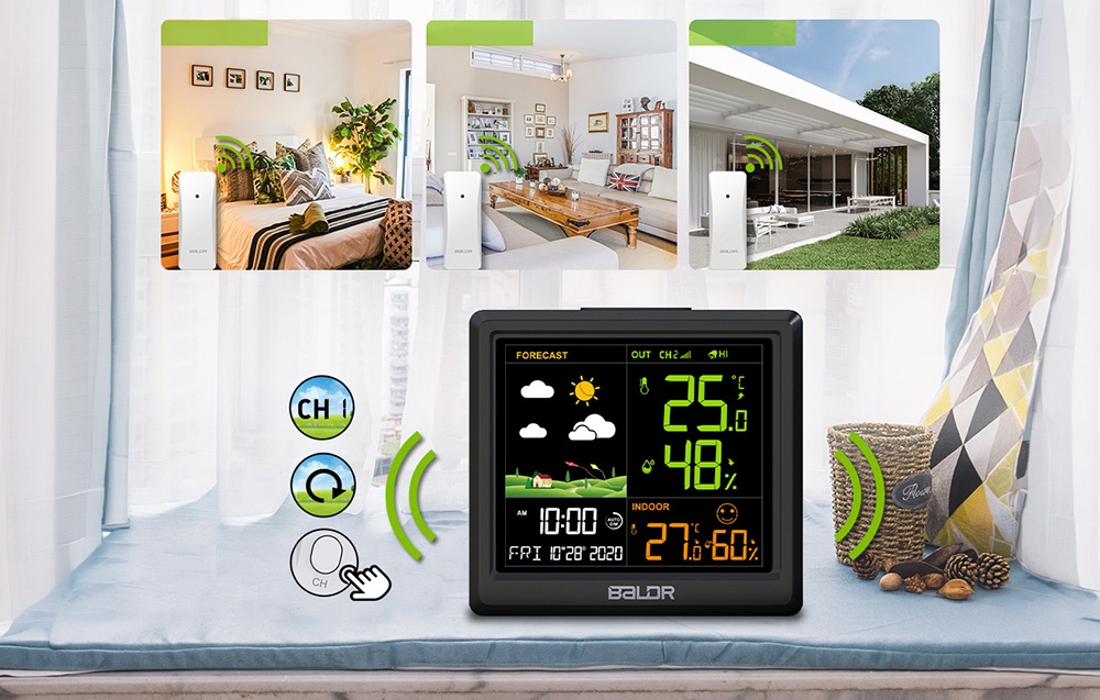 BALDR weather station monitoring multiple wireless sensor locations