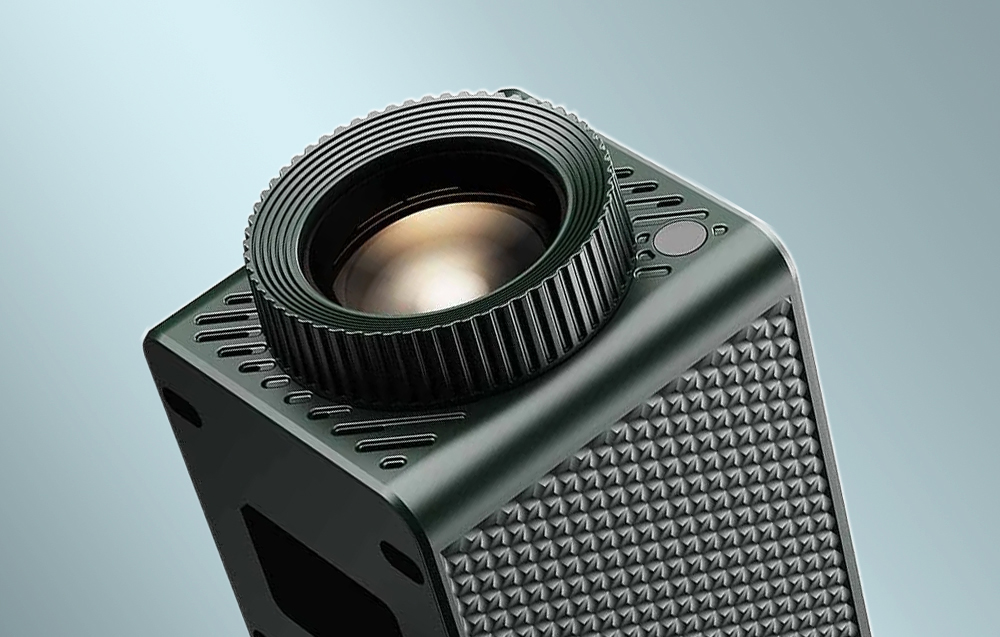Close-up of the BlitzWolf BW-Vision A1 projector lens