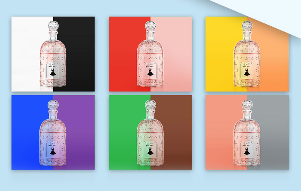 Product photographed using different coloured PULUZ backgrounds