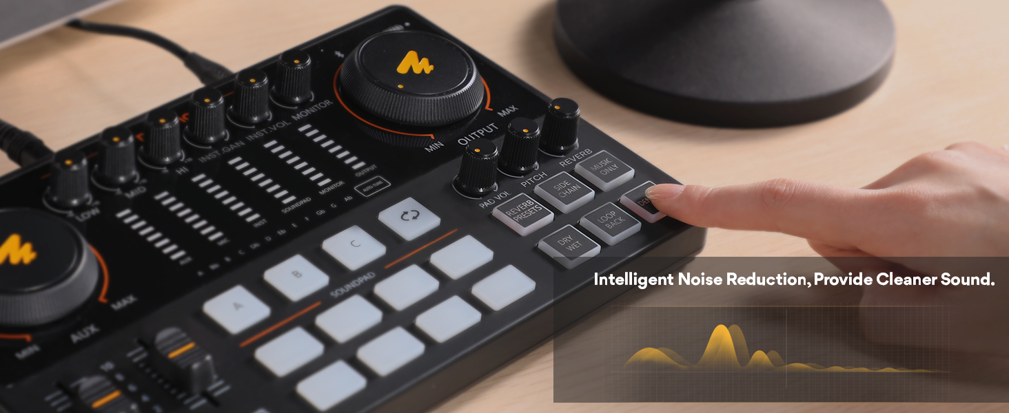 MAONO AME2 noise reduction and streaming controls