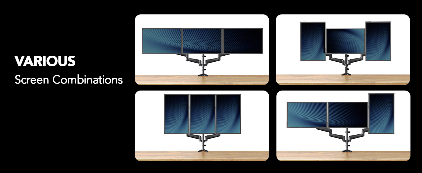 HUANUO triple monitor arm compatibility and installation information