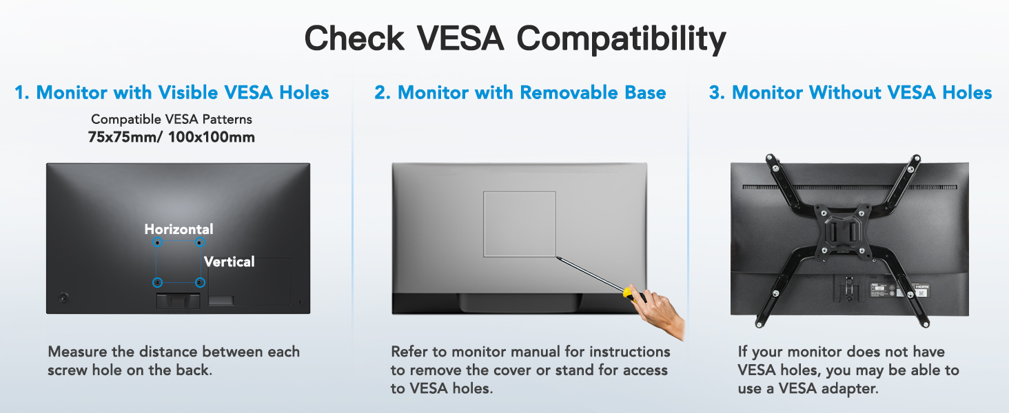 HUANUO monitor VESA compatibility information