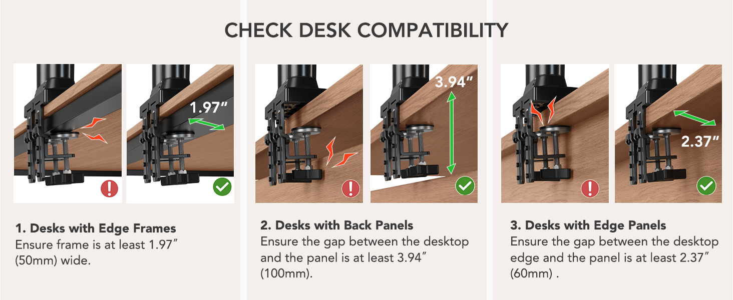 HUANUO triple monitor desk mount compatibility details