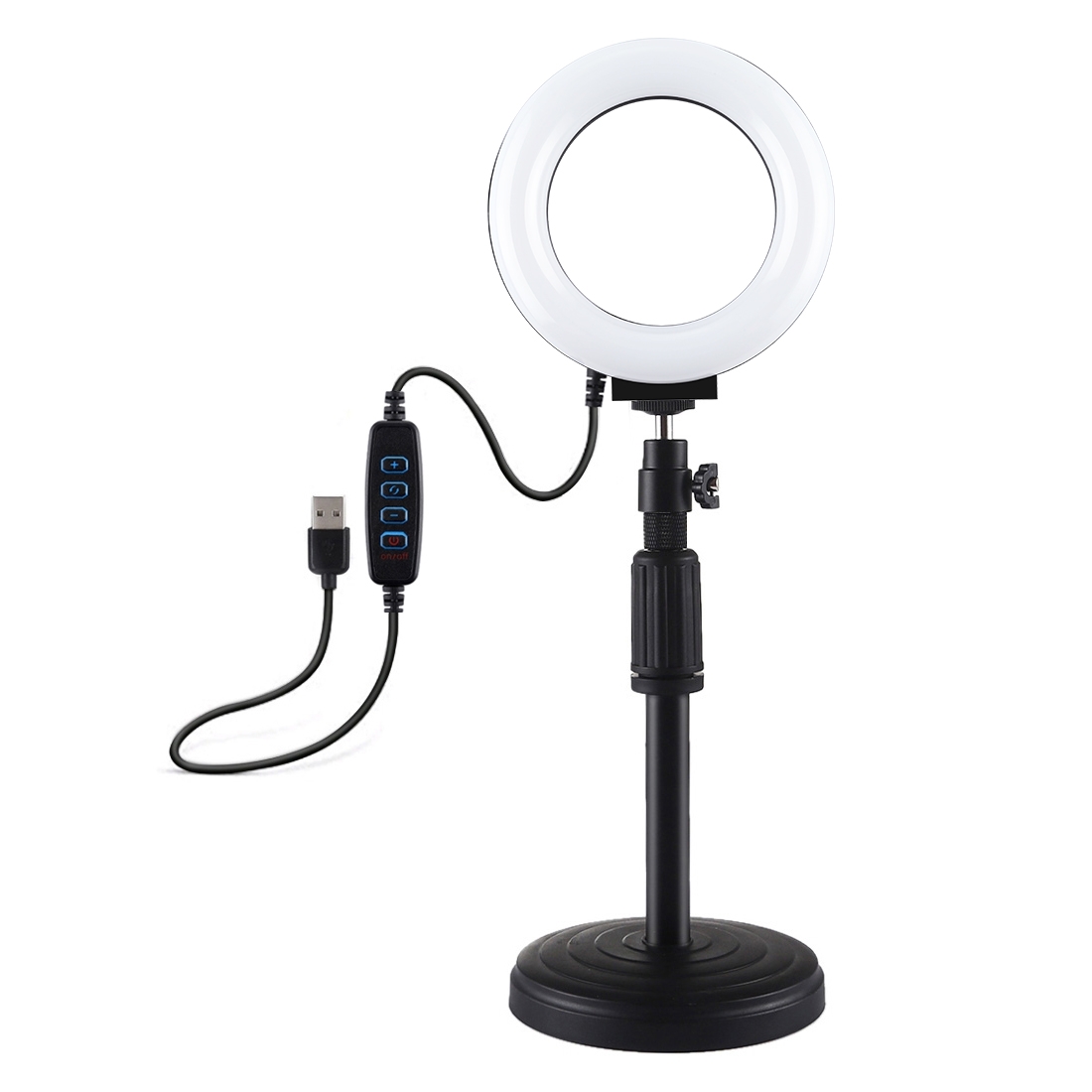 PULUZ PU391 ring LED lamp with adjustable desktop stand and inline controller