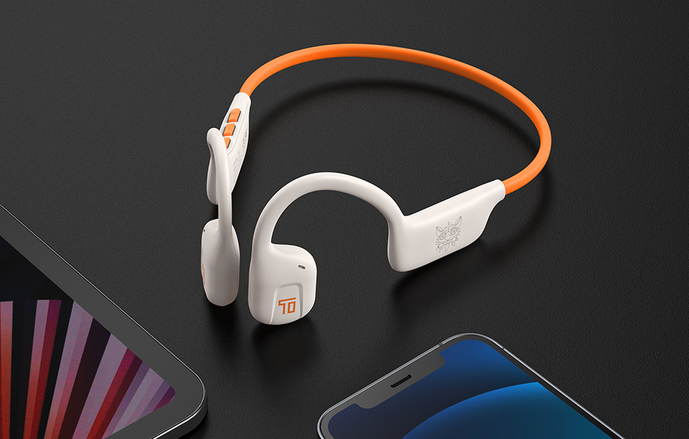 ONIKUMA T37 white and orange open-ear wireless headphones