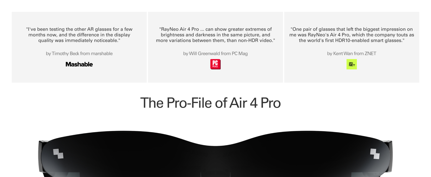 RayNeo Air 4 Pro HDR10 AR display promotional image