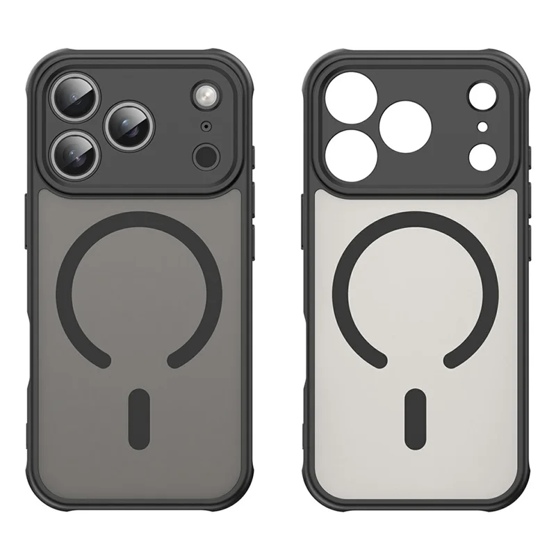 Front and back view of black magnetic iPhone protective case