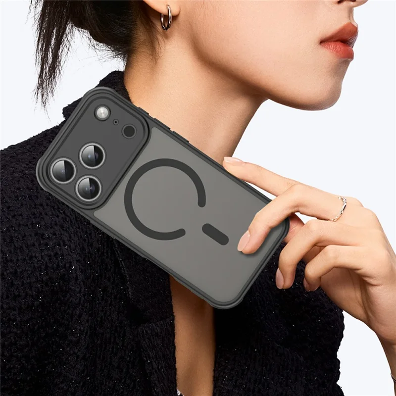 Black magnetic iPhone case shown in everyday use