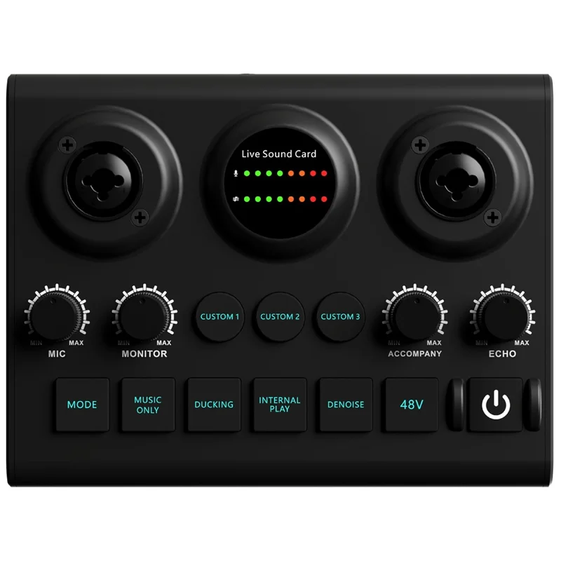 Top control layout of the F10 live sound card