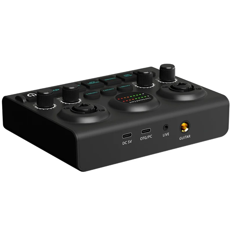 Rear view and connection ports of the F10 audio mixer