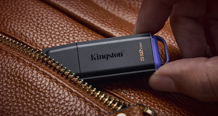 Kingston DataTraveler Exodia USB flash drive stored in a bag pocket