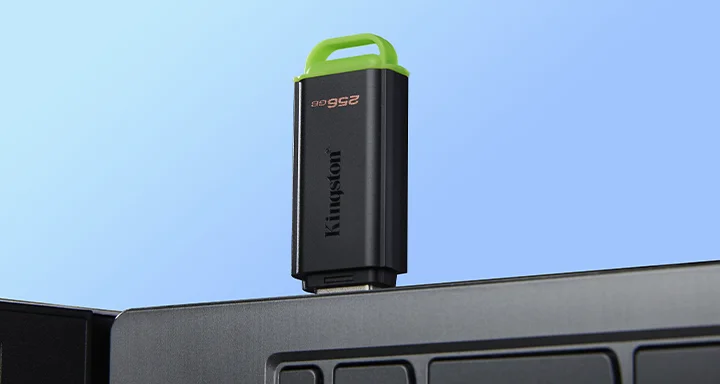Kingston DataTraveler Exodia USB flash drive connected to a laptop