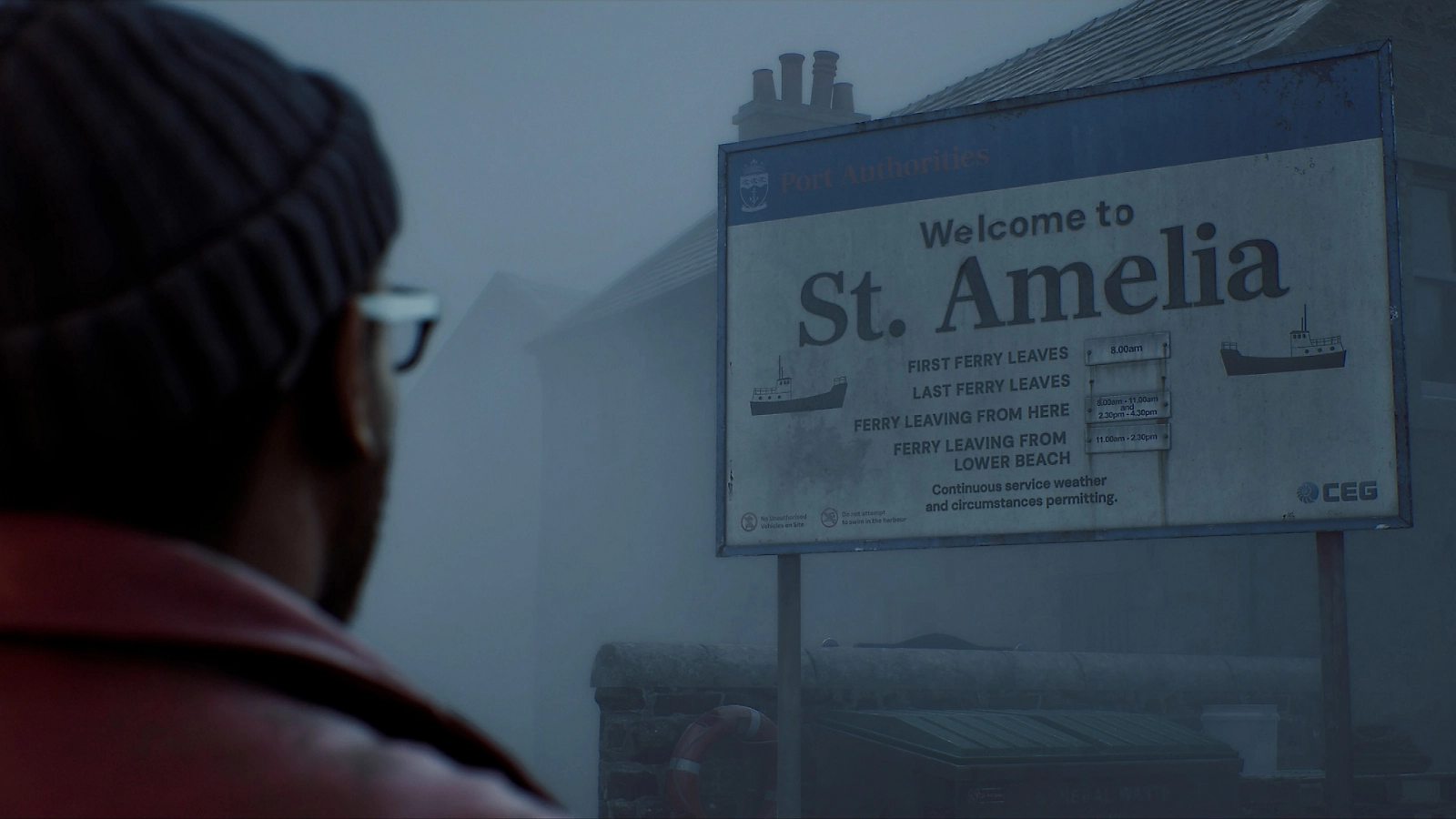 Simon interacting with the CRTV during a Silent Hill Townfall story scene
