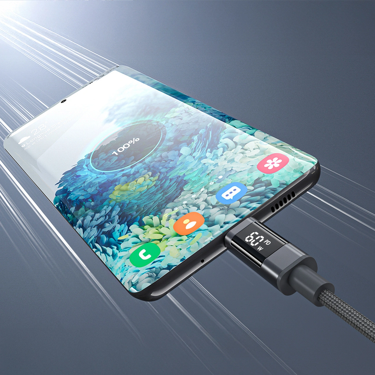 Choetech XCC-1068 PD 60W USB-C to USB-C cable with digital display