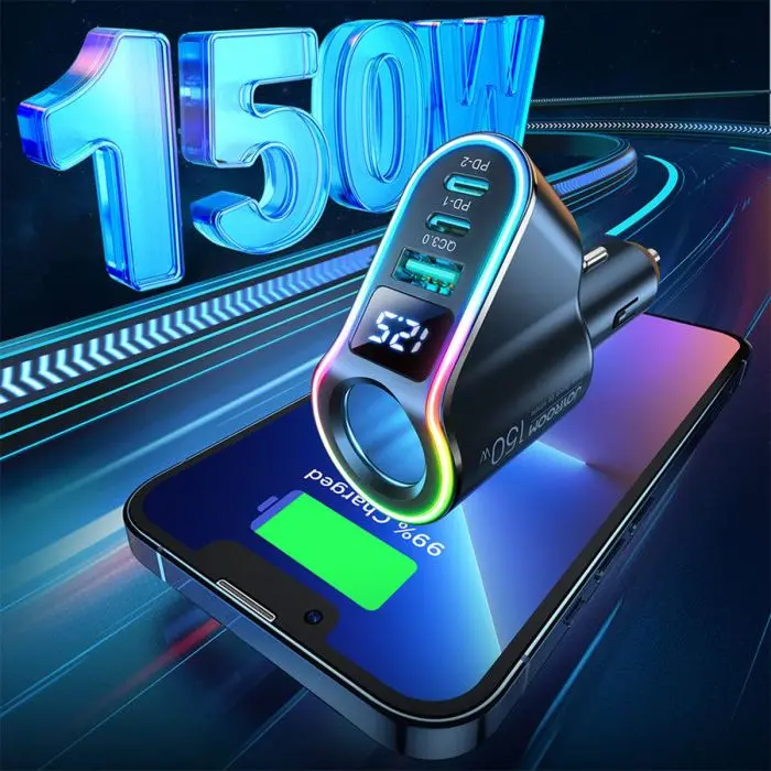 4-in-1 Car Charger + Bluetooth FM Transmitter  Joyroom PD 150W (8).webp
