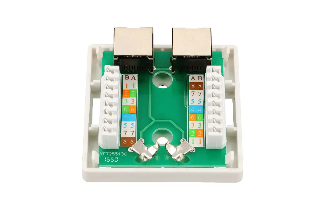 Extralink  Wall-Mount Network Outlet 2× RJ45 Cat5e STP (4).webp