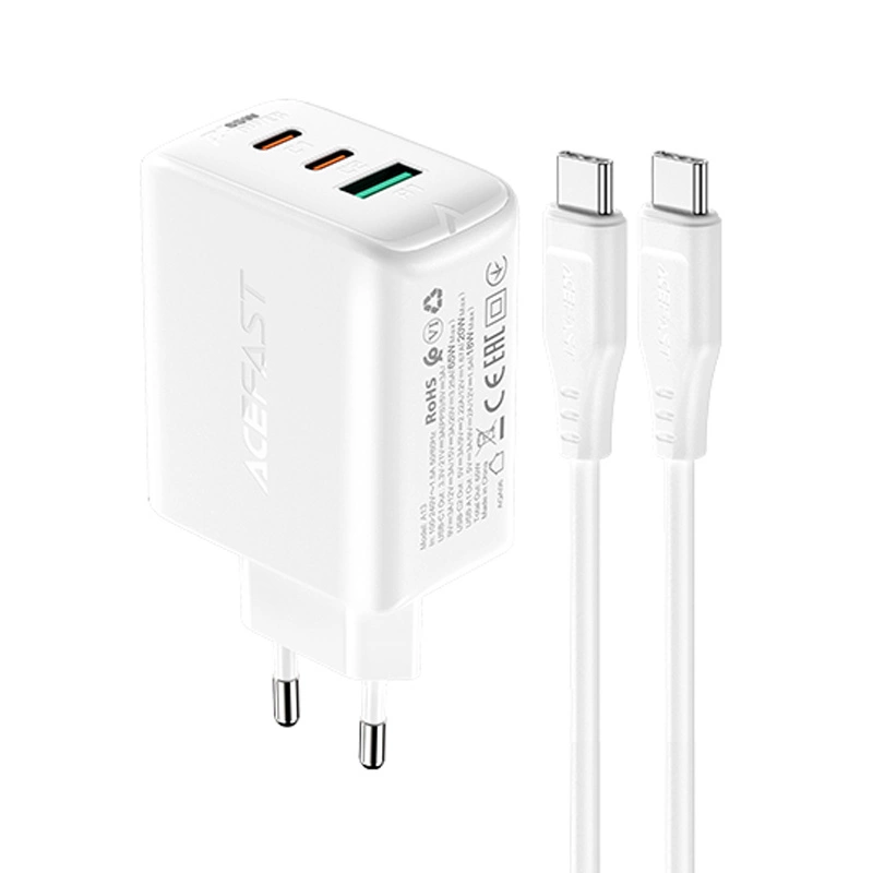 Acefast 2-in-1 PD/QC Charger | USB-C + USB-A 65W 1.2m