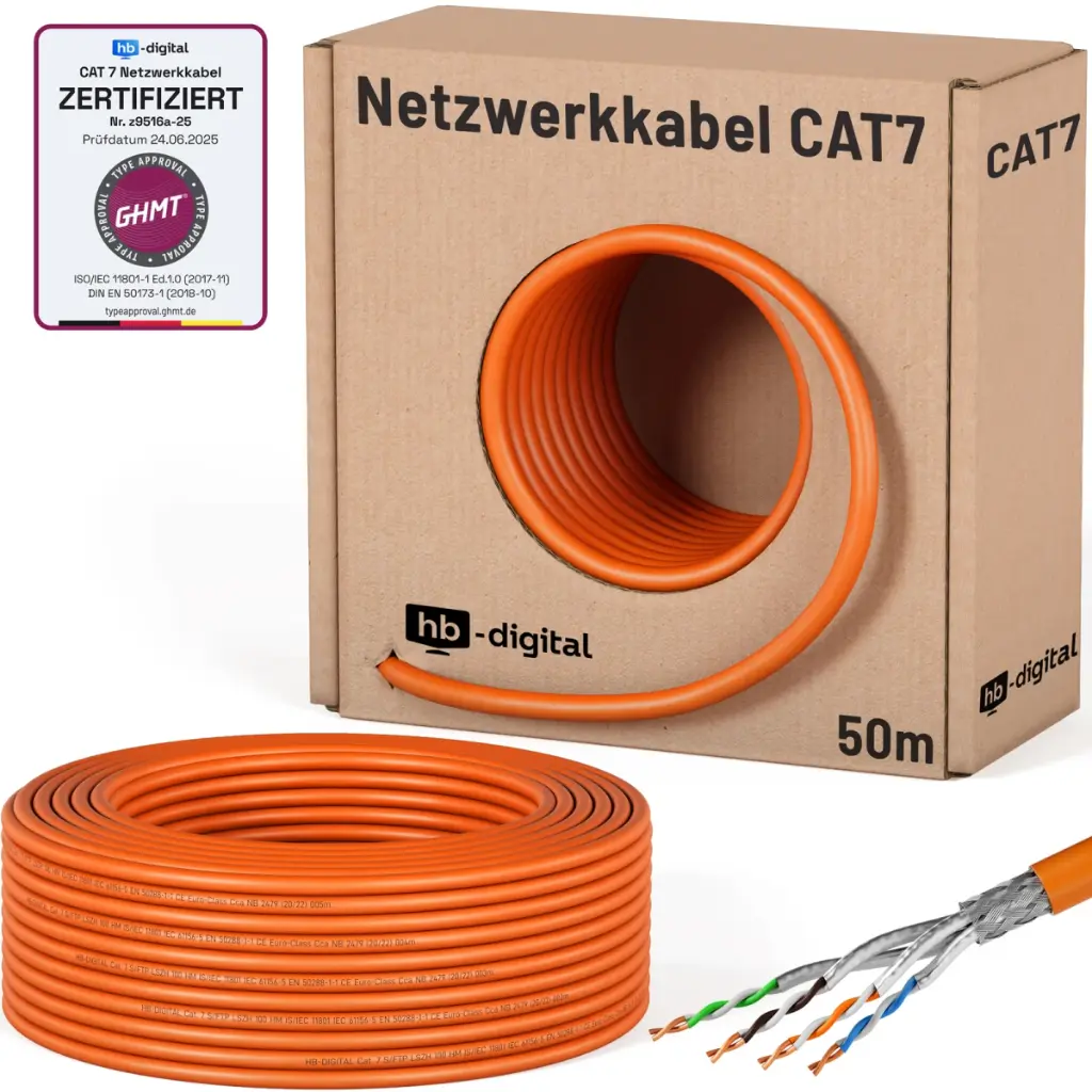 Cat 7 Ethernet Cable | AWG23 50m Orange