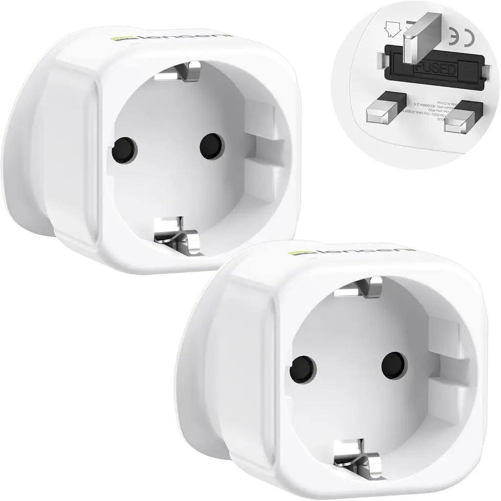Adapter Plug EU to UK White