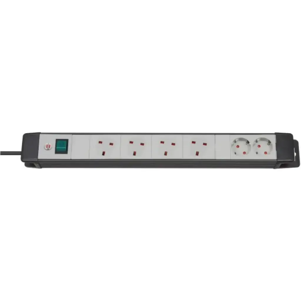 Brennenstuhl Extension Socket 6 Way 4 UK & 2 German 3M 
