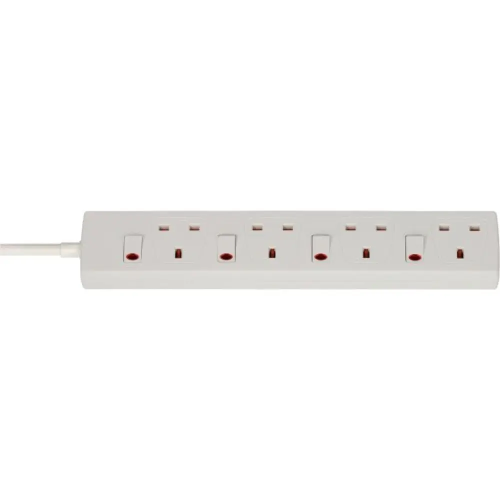Brennenstuhl Extension Socket UK 4 Way + SW 2M White 