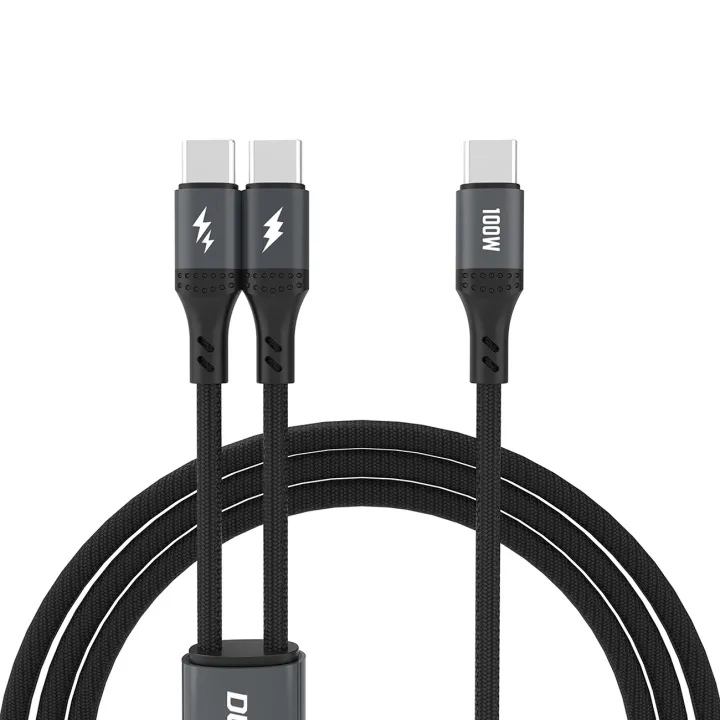 Dudao 2-in-1 Dual USB-C Cable | 100W 1.2 m Black