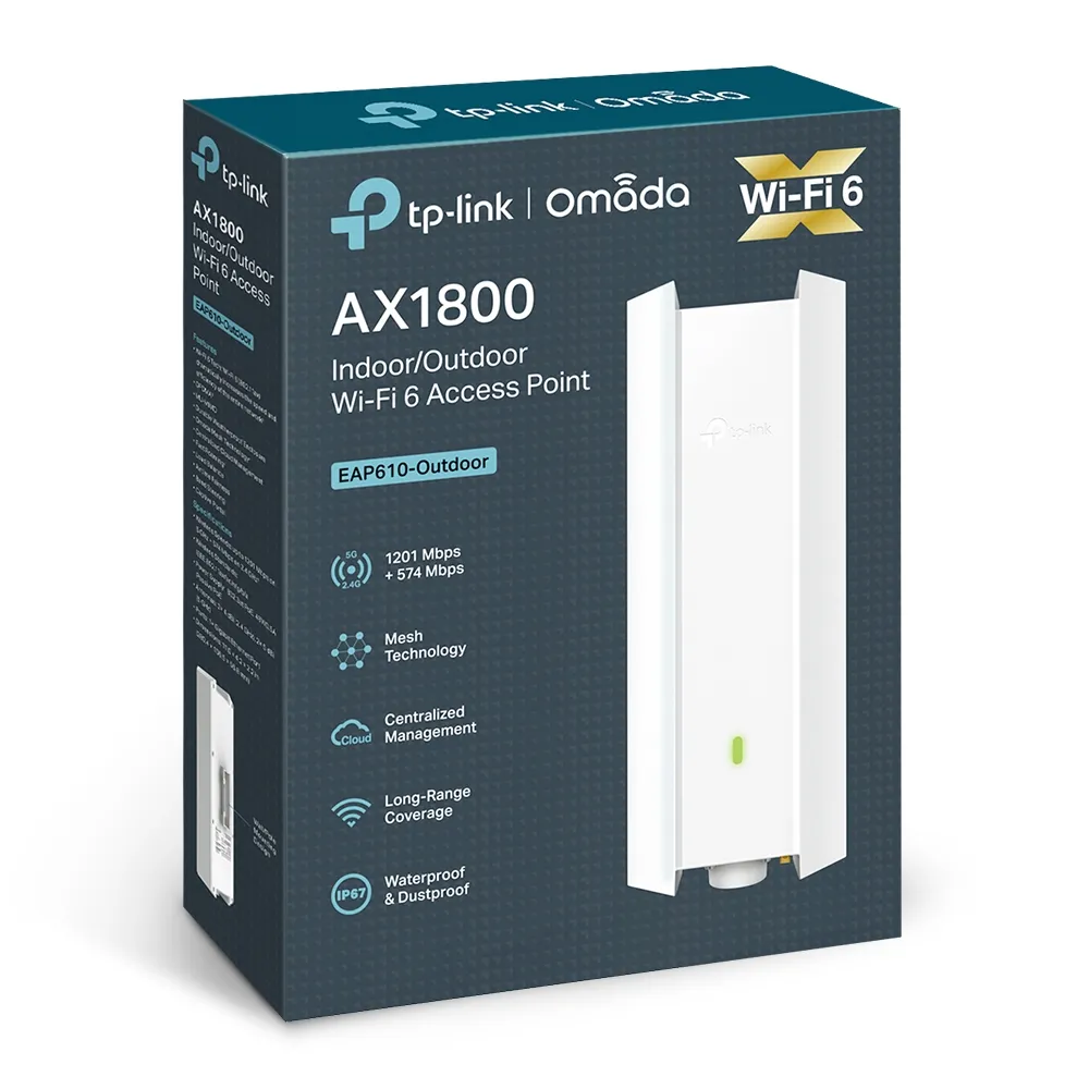 TP-Link EAP610-Outdoor Access point MU-MIMO, AX1800, Dual Band, 1x RJ45 1000Mb/s, IP67