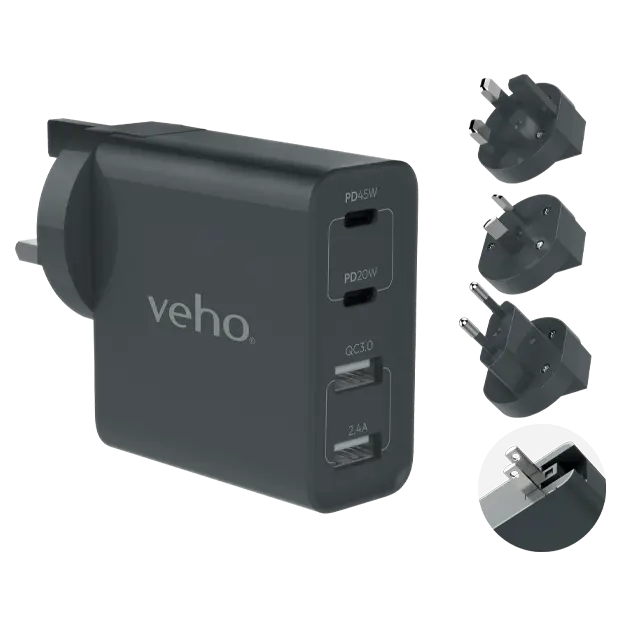 Veho TA-45 Multi Region Universal USB Charger Plug Adapter 