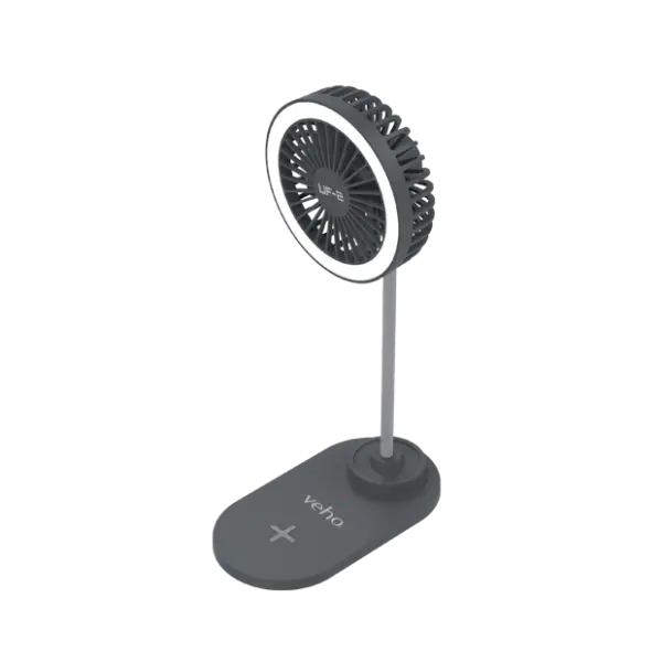 Veho UF-2 USB 3-in-1 Desktop Fan with Light & Charging pad 