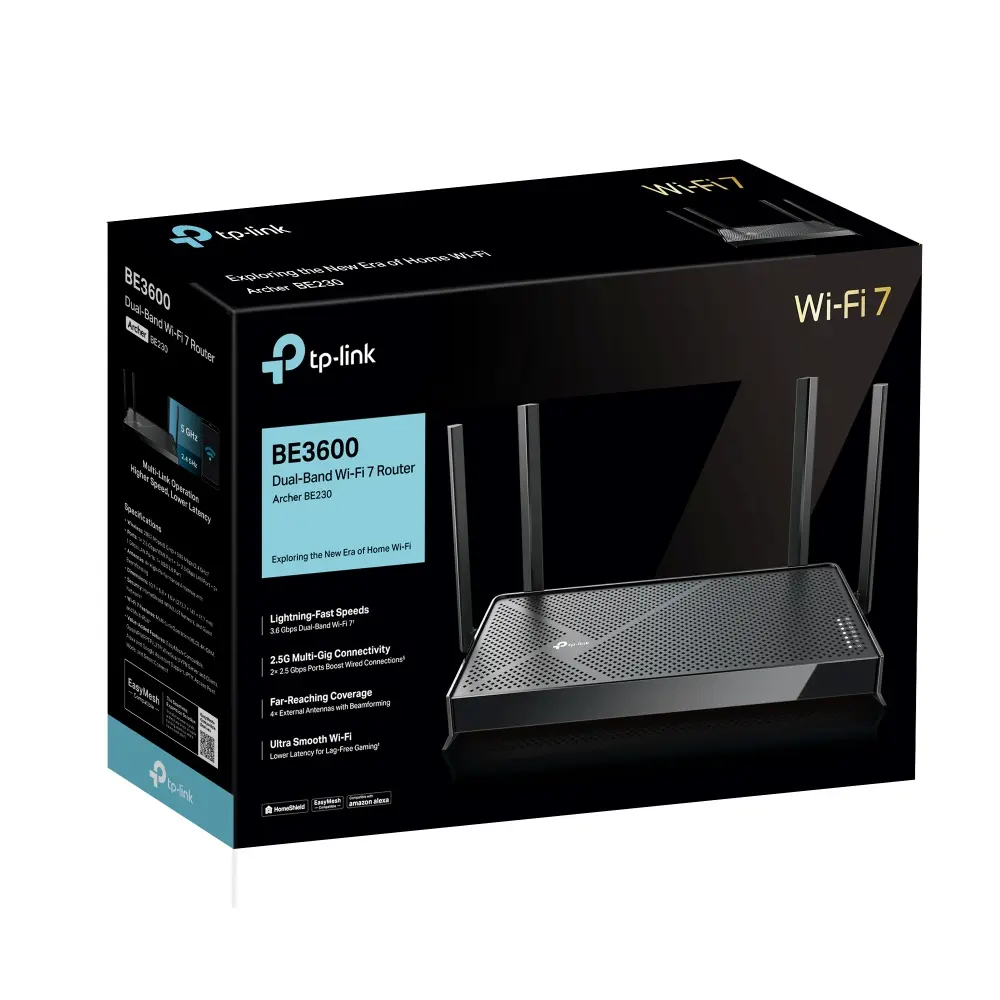 TP-Link Archer BE230 BE3600 Dual-Band Wi-Fi 7 Router 