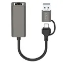 XO HUB018 2-in-1 USB / USB-C to RJ45 Hub – Grey