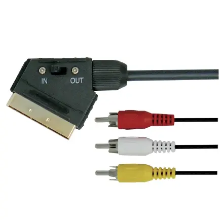 SCART to 3× RCA with Switch | AV Cable 1.5m