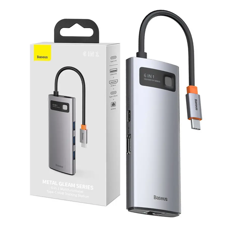 Baseus Metal Gleam 6-in-1 Adapter | USB-C Hub