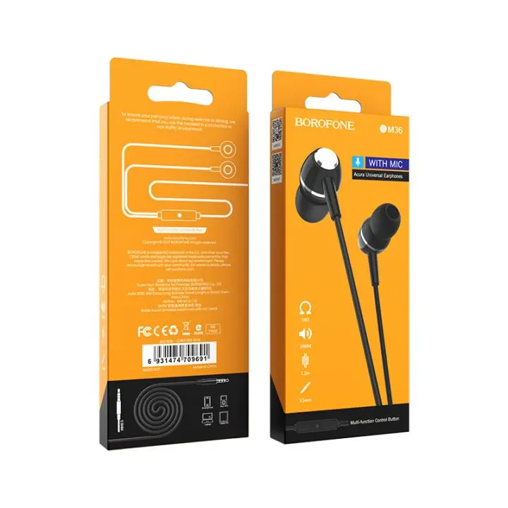 Borofone | Wired Earphones (Black)