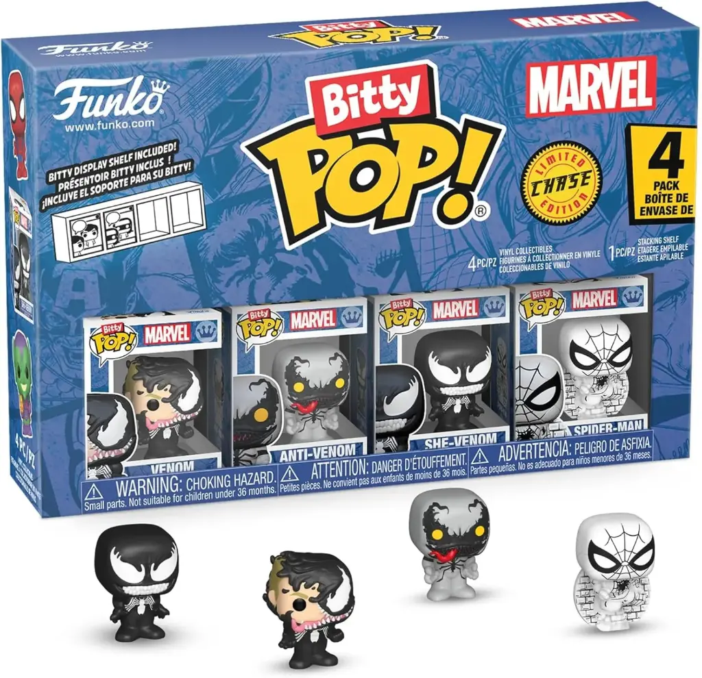 Funko Bitty Pop! 4-Pack: Spider-Man - Venom, Anti-Venom, She-Venom, Spider-Man Vinyl Figures
