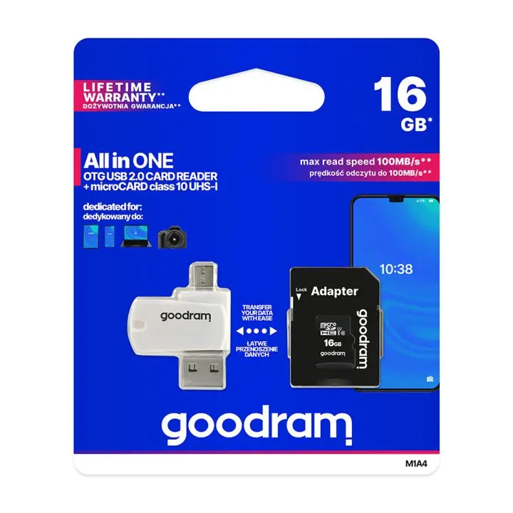 GoodRam microSDHC | Memory Card Class 10 16GB W/ Card Reader