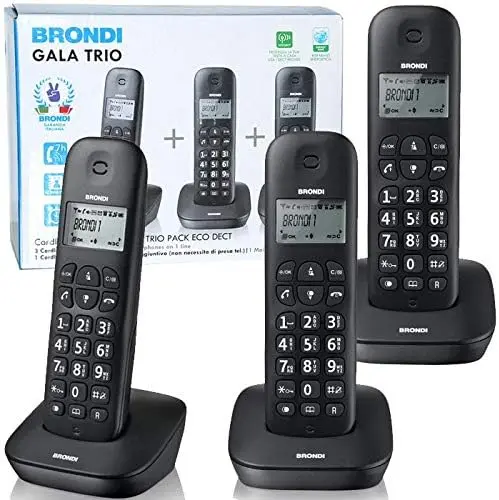 Brondi Gala Trio Cordless Phone - Black 