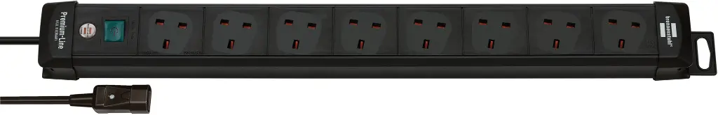 Brennenstuhl Extension Socket UK 8 Way 2M IEC Black Premium-Line
