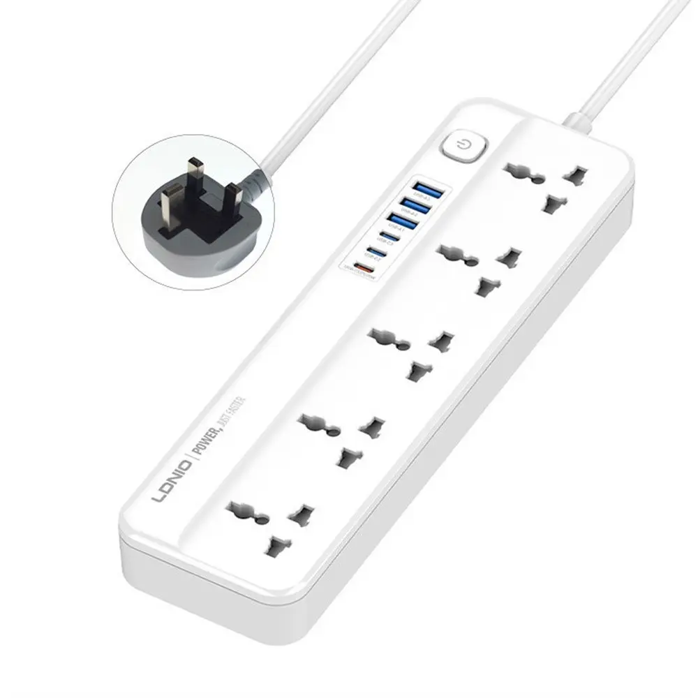 Power Strip with 5 Outlets, 6 USB Ports & PD Fast Charging | 2m Cable 2500W