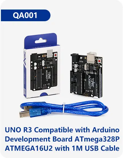 ACEBOTT UNO R3 Compatible with Arduino Development Board ATmega328P ATMEGA16U2 with 1M USB Cable- QA001