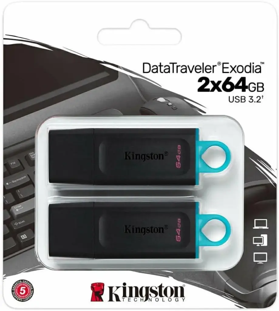 Kingston 64GB DataTraveler Exodia Flash Drive USB 3.2 Gen 1 - 2P