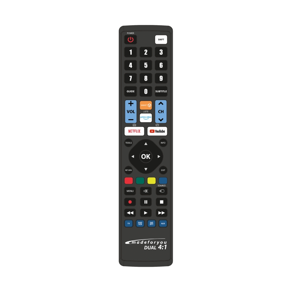 MadeForYou 4:1 Elegant - Universal Programmable Remote Control for 4 Devices
