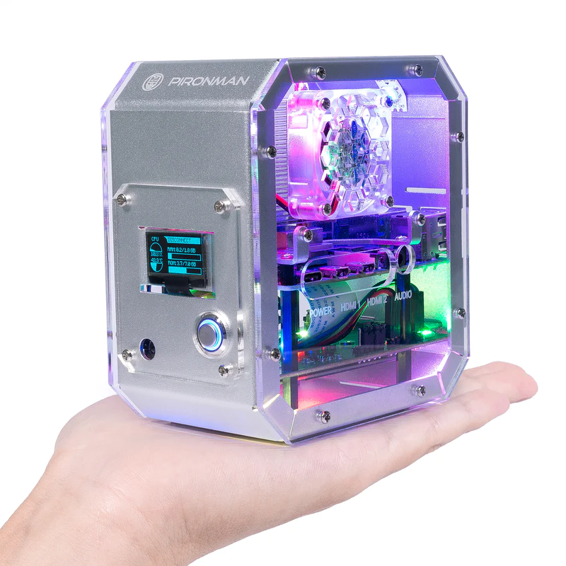 Aluminum Alloy Tower Case with Cooling & M.2 SATA Expansion | Pironman for Raspberry Pi 4