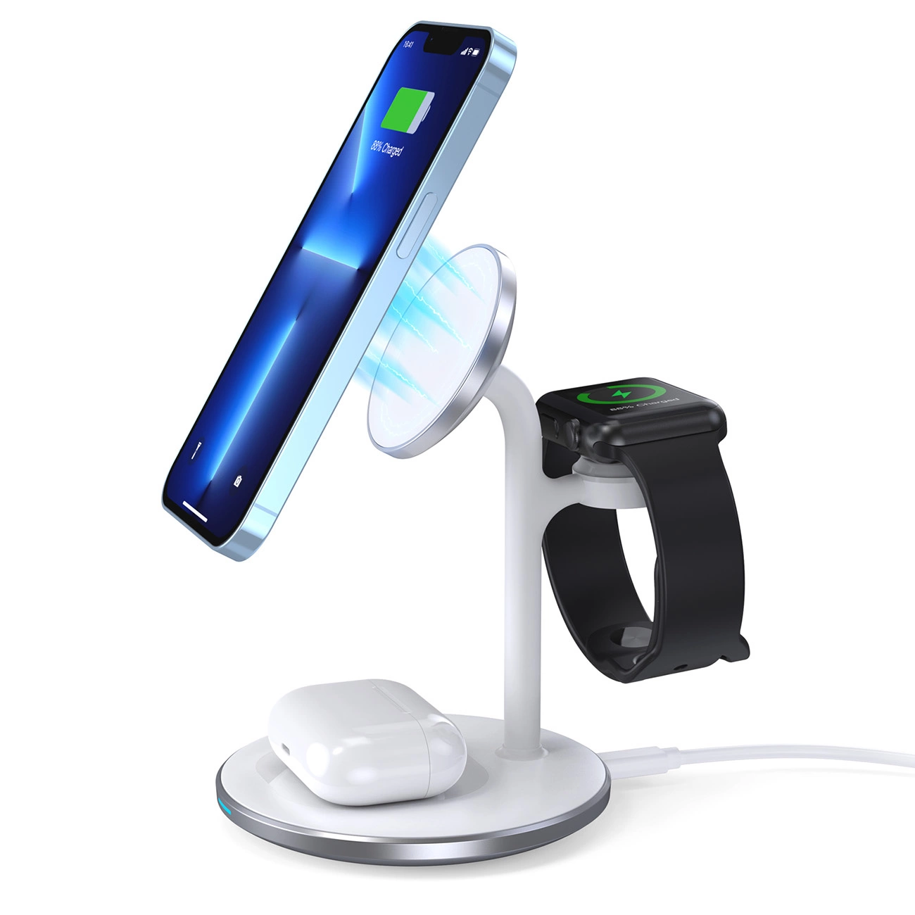 3-in-1 Magnetic Wireless Charging Station | Choetech T585-F Black