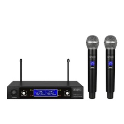 Dual Handheld & Lavalier UHF Wireless Microphone Kit | 614/606 MHz